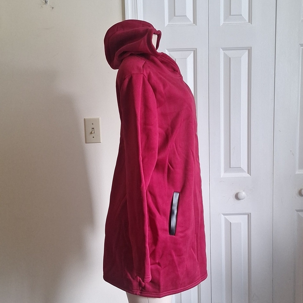 Women's Red Hooded Zip-Up Jacket Size Large - Picture 8 of 9